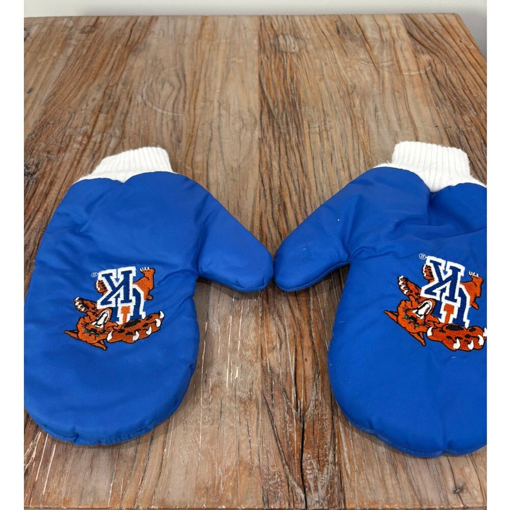 Vintage University of Kentucky Wildcats Mittens Blue White UK Logo NCAA Winter